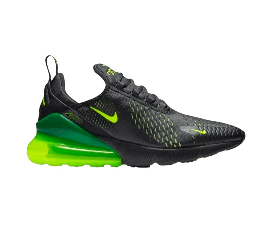 NIKE Air Max 270 'Black Volt' Running Shoes Size 6Y/W7.5